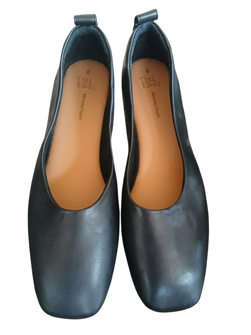 NWOT! Time and Tru Black Leather-Look Slip-On Loafers